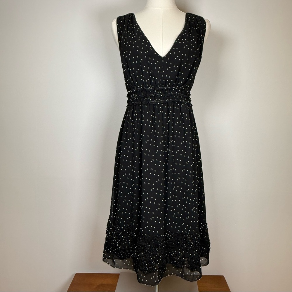 Black Polka Dot V-Neck Sleeveless Dress